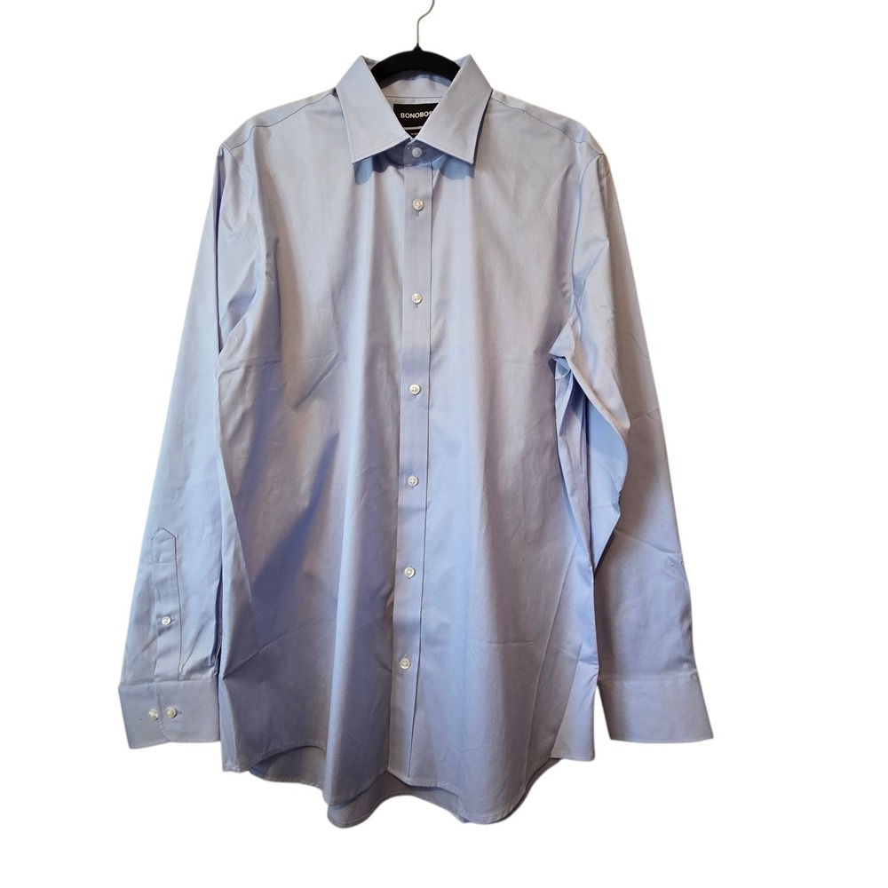 Bonobos Tailored Fit Button Up Shirt Men 16.5/36 Blue Cotton Spandex Long Sleeve